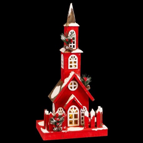 Casa 10 Luces Madera Rojo 17 X 18 X 56 Cm