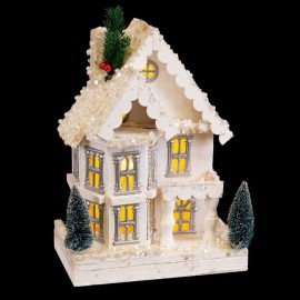 Casa 5 Luces Madera Blanco 23 X 14 X 32 Cm Casa 5 Luces Madera Blanco 23 X 14 X 32 Cm