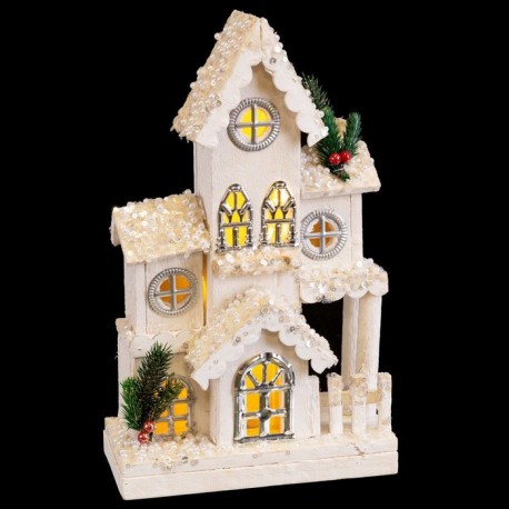 Casa 5 Luces Madera Blanco 24 X 11 X 39 Cm