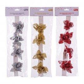 Flores Glitter Plástico 8 Cm Flores Glitter Plástico 8 Cm