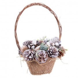 Cesta Asas Piñas Nieve 21 X 21 X 30 Cm