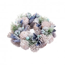 Corona Piñas Y Bolas Azul 26 X 26 X 7,50 Cm Corona Piñas Y Bolas Azul 26 X 26 X 7,50 Cm