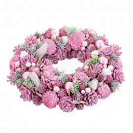 Corona Piñas Y Bolas Rosa 34 X 34 X 8,50 Cm Corona Piñas Y Bolas Rosa 34 X 34 X 8,50 Cm