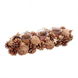 3 Portavelas Piñas Y Estrellas Natural 38,50 X 14,50 X 8,50