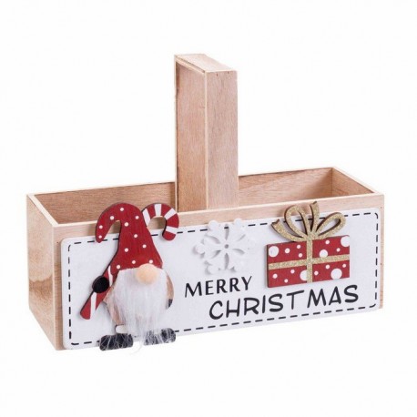 Caja Papa Noel De Madera 18 X 14 X 6 Cm