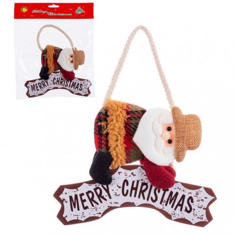 Colgante Papa Noel Feliz Navidad Tejido 21 Cm