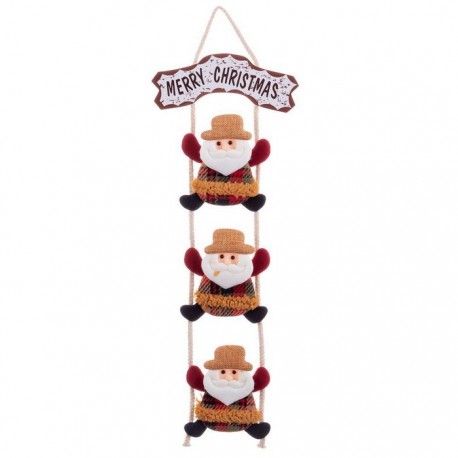 Colgante Papa Noel Escalera Tejido 40 Cm