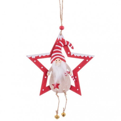 Colgante Papa Noel Estrella De Madera 15 X 14,50 X 0,50 Cm