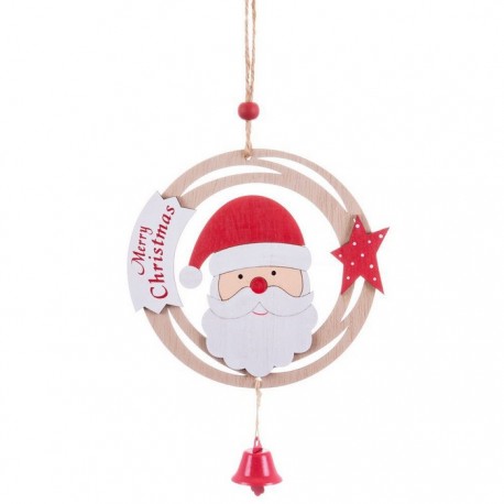 Colgante Círculo Papa Noel De Madera 26 X 12 X 0,50 Cm