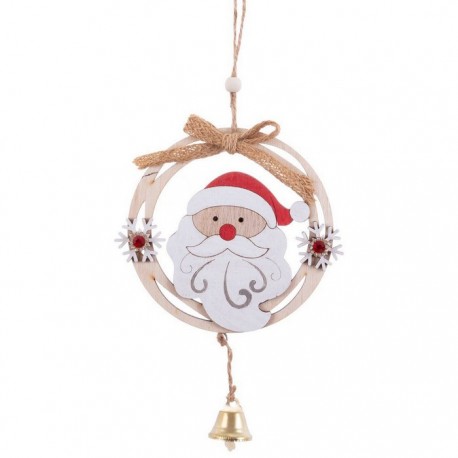 Colgante Papa Noel De Madera 13 X 18,50 Cm