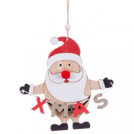 Colgante Papa Noel De Madera 15,50 X 15 Cm