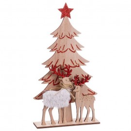 Peana Árbol Ciervos Madera 12 X 3,50 X 23 Cm