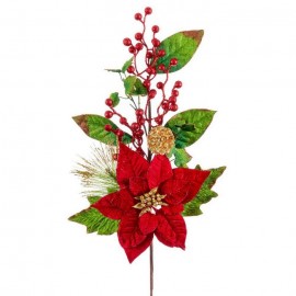 Rama 1 Poinsettia Acebo Y Hojas 59 Cm Rama 1 Poinsettia Acebo Y Hojas 59 Cm