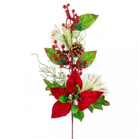 Rama 1 Poinsettia Acebo Y Hojas 73 Cm