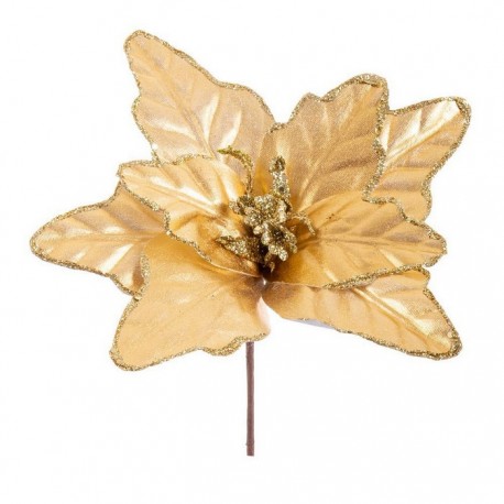 Poinsettia Metalizada Oro 23 X 28 Cm