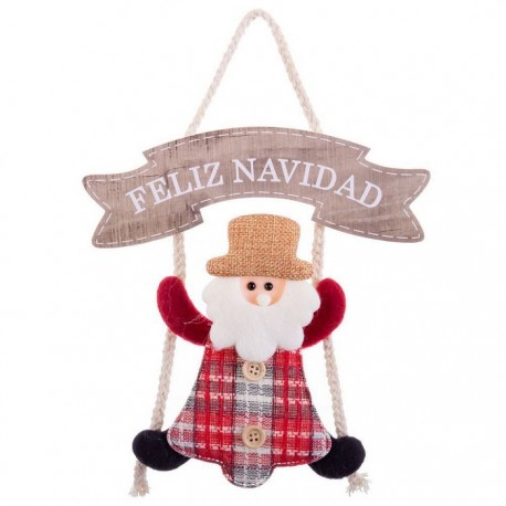 Colgante Papa Noel Feliz Navidad Tejido 20 X 20 Cm