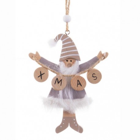 Colgante Papa Noel Madera 10 X 22 X 1 Cm