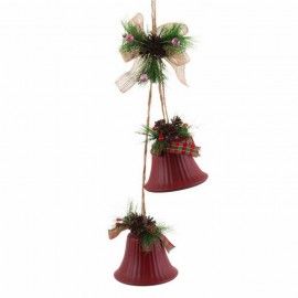 Colgante 2 Campanas Rojo 14 X 9 X 47 Cm