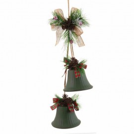 Colgante 2 Campanas Verde 14 X 9 X 47 Cm