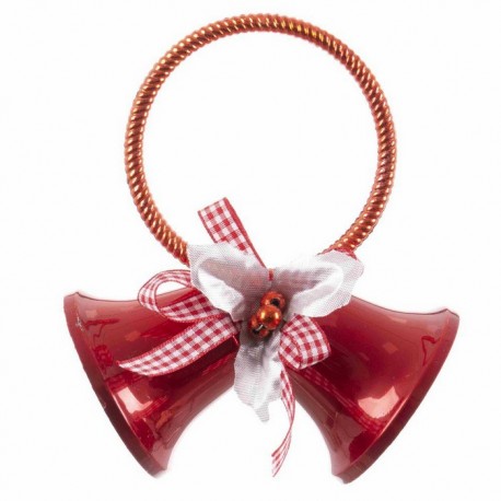 Colgante 2 Campanas Rojo 12 X 6,50 X 14 Cm
