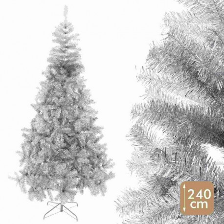 Árbol Espumillón 1180 Ramas Plata 240 Cm