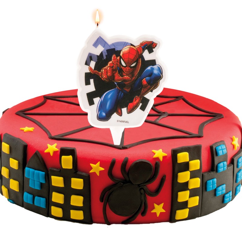 Vela 3d cumpleaños spiderman 8cm 