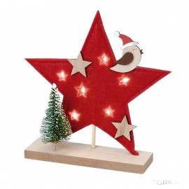 Estrella navideña roja con luces LED 20cm