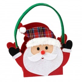 Cesto de fieltro Papa Noel con gorro de cuadros 16x19x6,5cm