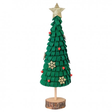 Árbol de fieltro verde con estrellas doradas 36cm