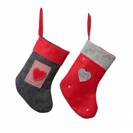 Calcetines navideños para colgar de color gris y rojo 28cm