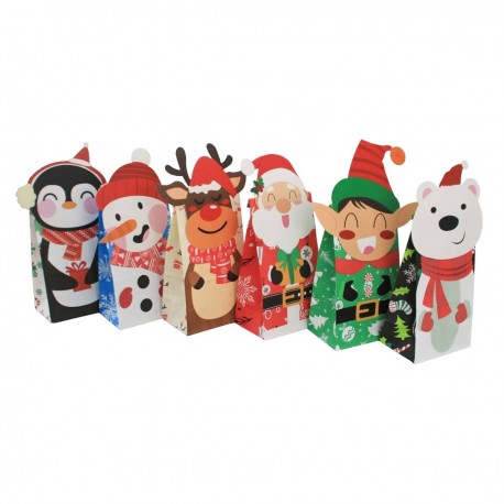 Bolsas sin asa de papel de personajes de Navidad 12x28x8cm