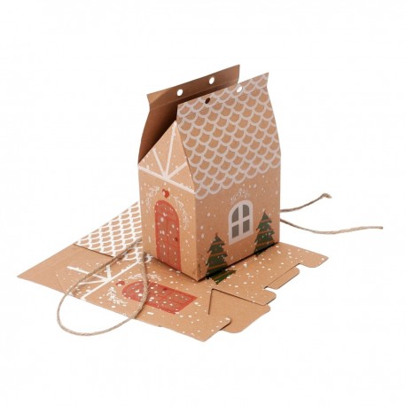 Caja casita de jengibre navideña 7x10,5x5cm