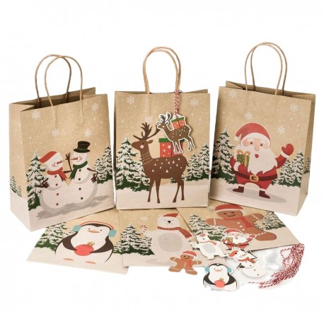Bolsas de papel navideñas con asas 18x22,5x9cm