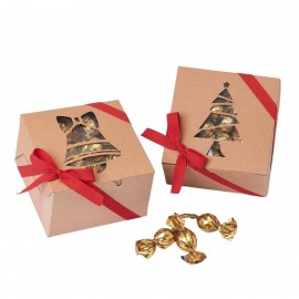 Caja kraft campana y árbol 15 bombones 10x10x6,4cm