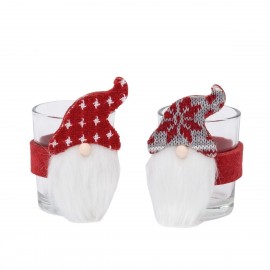 Portavela cristal 9x5cm decoración Gnomos