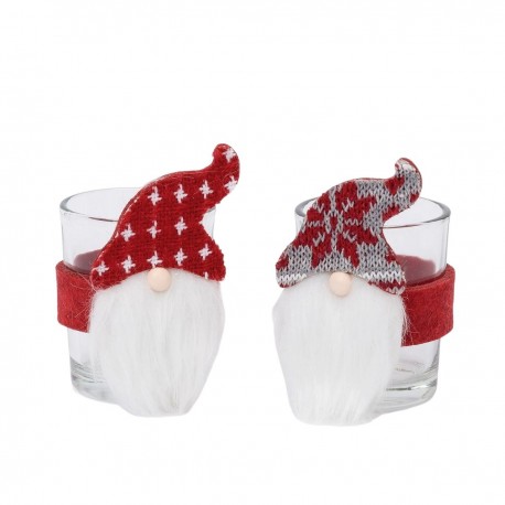 Portavela cristal 9x5cm decoración Gnomos