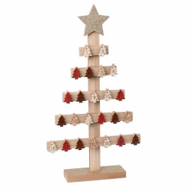 Calendario de adviento de madera Árbol de Navidad Mide 52 cm