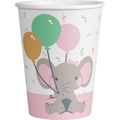 8 Vasos Elefantito rosa 266 ml