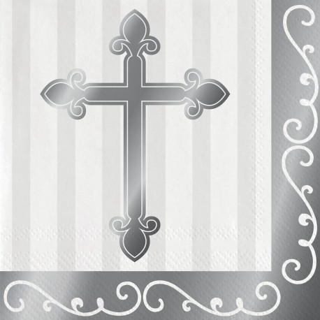 16 Servilletas Cruz Plateada 33 Cm