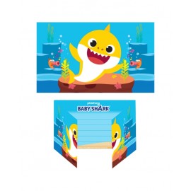 6 Invitaciones Baby Shark con Sobres 6 Invitaciones Baby Shark con Sobres