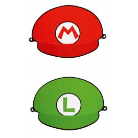 8 Gorros Super Mario de Papel 18 X 12 cm