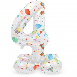 Globo Número 4 Joyful Con Base Globo Número 4 Joyful Con Base