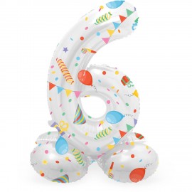 Globo Número 6 Joyful Con Base Globo Número 6 Joyful Con Base