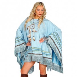 Disfraz de Poncho Gamuzado Azul Disfraz de Poncho Gamuzado Azul