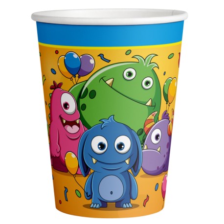8 Vasos Monstruitos de Papel
