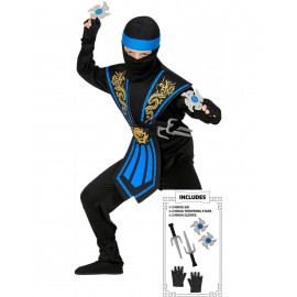 Disfraz de Ninja Azul Kombat Con Armas Disfraz de Ninja Azul Kombat Con Armas