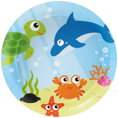 8 Platos Animales Marinos 22 cm