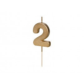 Vela de Cumpleaños nº2 Dorada 4,5 cm