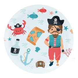 8 Platos Tesoro Pirata 18 cm