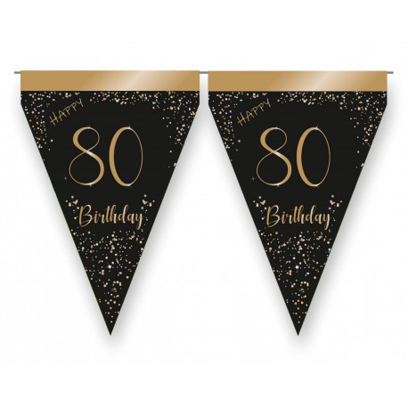 Banderin Elegant Negro 80 Años